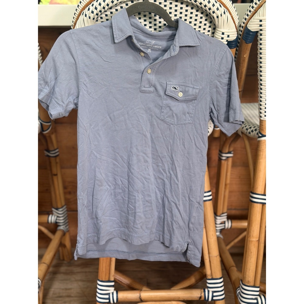 Vineyard Vines Boys Light Blue Pima Cotton Polo Shirt Size M 12-14